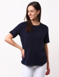 Cutwork Woven Jersey Mix Top