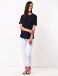 Cutwork Woven Jersey Mix Top