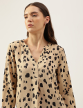 Printed Mandarin Collar Top