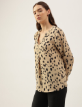 Printed Mandarin Collar Top