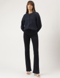 Pure Cotton Embroidered Band Collar Blouse