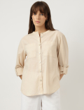 Pure Cotton Striped Band Color Shirt