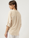 Pure Cotton Striped Band Color Shirt