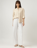 Pure Cotton Striped Band Color Shirt