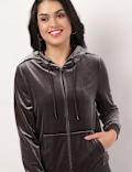 Velour Zip Up Hoodie
