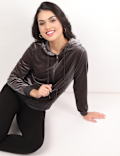 Velour Zip Up Hoodie