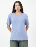 Cotton Rich Plain Crew Neck T-shirt
