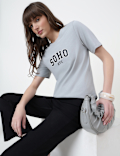 Pure Cotton Typography Crew Neck T-Shirt