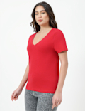 Pure Cotton Plain V-Neck T-shirt