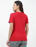 Pure Cotton Plain V-Neck T-shirt