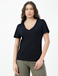 Pure Cotton Plain V-Neck T-shirt