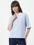 Pure Cotton Plain Polo Collar Polo T-Shirt