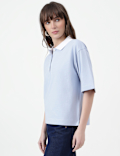 Pure Cotton Plain Polo Collar Polo T-Shirt