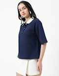 Pure Cotton Plain Polo Neck T-shirt
