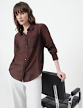 Lyocell Rich Plain Spread Collar Shirt