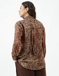 Lyocell Lepard Print Spread Collar Shirt
