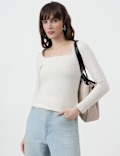 Pure Cotton Plain Scoop Neck Top