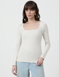 Pure Cotton Plain Scoop Neck Top