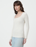Pure Cotton Plain Scoop Neck Top