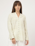 Pure Cotton Printed Mandarin Collar Shirt