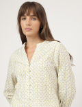 Pure Cotton Printed Mandarin Collar Shirt