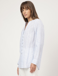 Pure Cotton Printed Mandarin Collar Shirt