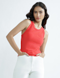 Cotton Rich Round Neck Textured Vest