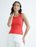 Cotton Rich Round Neck Textured Vest