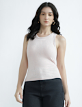 Cotton Rich Round Neck Textured Vest
