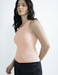 Cotton Rich Ribbed Fitted Bra Vest