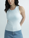 Cotton Rich Round Neck Textured Vest