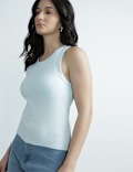 Cotton Rich Round Neck Textured Vest