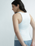Cotton Rich Round Neck Textured Vest
