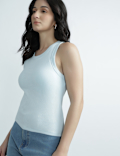 Cotton Rich Ribbed Fitted Bra Vest