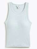 Cotton Rich Ribbed Fitted Bra Vest