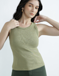 Cotton Rich Round Neck Textured Vest
