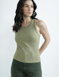 Cotton Rich Round Neck Textured Vest