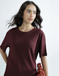Cotton Rich Round Neck Plain T-Shirt