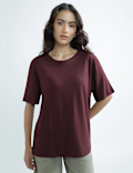 Cotton Rich Round Neck Plain T-Shirt