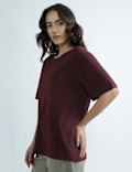 Cotton Rich Round Neck Plain T-Shirt