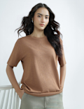 Cotton Rich Round Neck Plain T-Shirt