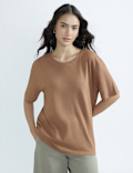 Cotton Rich Round Neck Plain T-Shirt