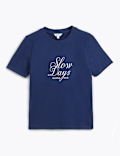 Pure Cotton Typographic Crew Neck T-shirt