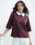 Pure Cotton Polo Neck Plain T-Shirt