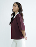 Pure Cotton Polo Neck Plain T-Shirt