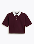 Pure Cotton Relaxed Fit Polo Neck Top