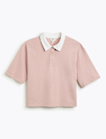 Pure Cotton Relaxed Fit Polo Neck Top