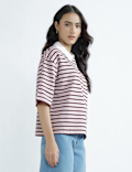 Pure Cotton Relaxed Fit Polo Neck Top
