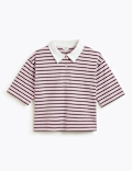 Pure Cotton Relaxed Fit Polo Neck Top