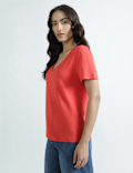 Pure Cotton V-Neck Plain T-Shirt